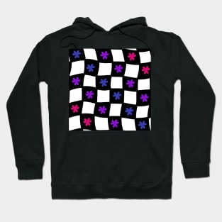 Floral Checker Board - Bisexual Pride Hoodie